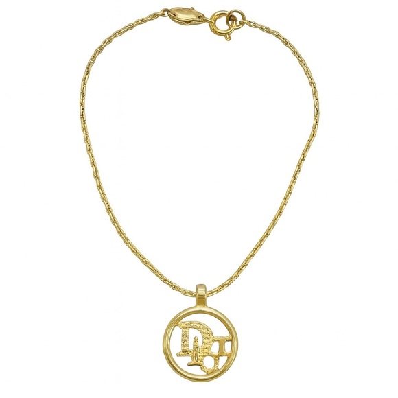 Christian Dior Vintage Gold-Tone “Dior” Logo Charm Pendant Bracelet 17” | RARE!! - Picture 1 of 16